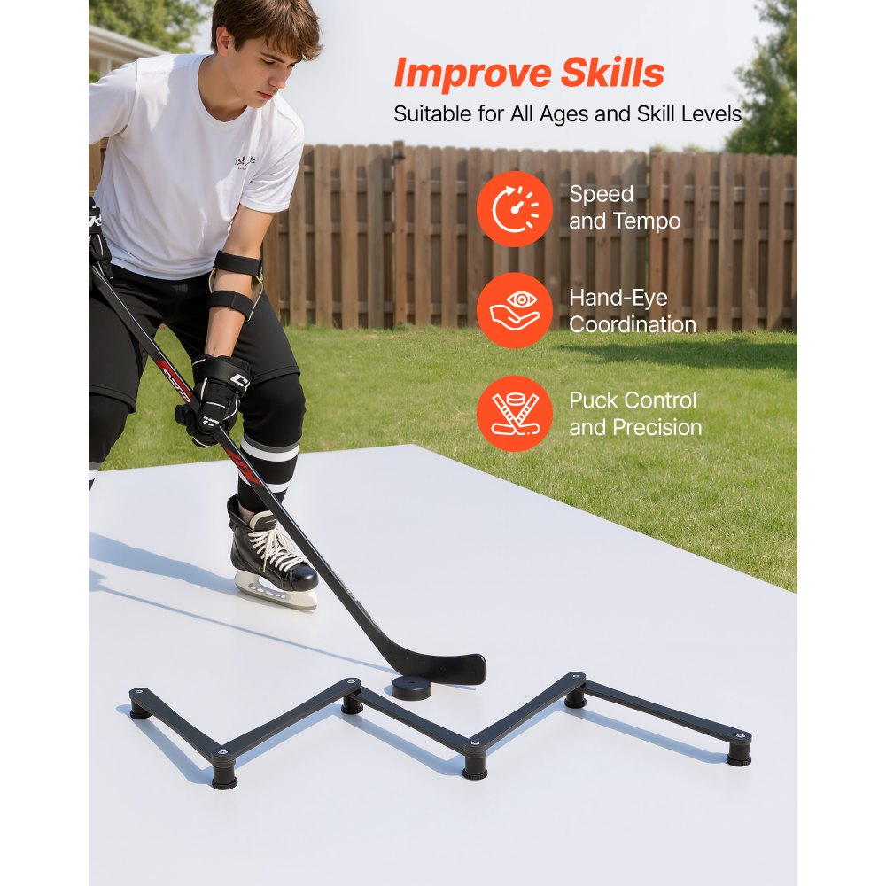 VEVOR Hockey Training Equipment, 5-Section Adjustable Hockey Stick Handling Trainer, Portable On/Off Ice Trainer, Lightweight Solid Sports Tool for Puck Control, Reaction Time, Hand-Eye Coordination
