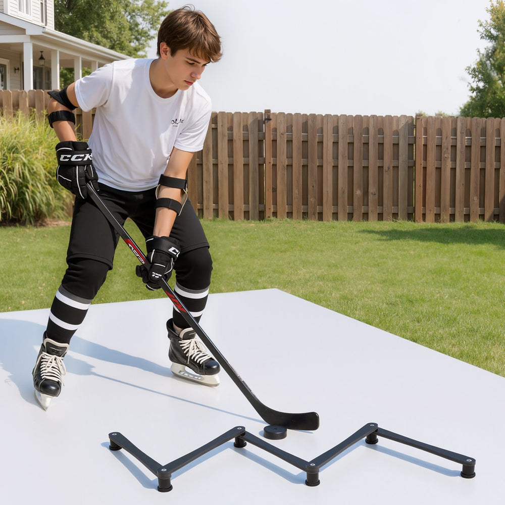 VEVOR Hockey Training Equipment, 5-Section Adjustable Hockey Stick Handling Trainer, Portable On/Off Ice Trainer, Lightweight Solid Sports Tool for Puck Control, Reaction Time, Hand-Eye Coordination