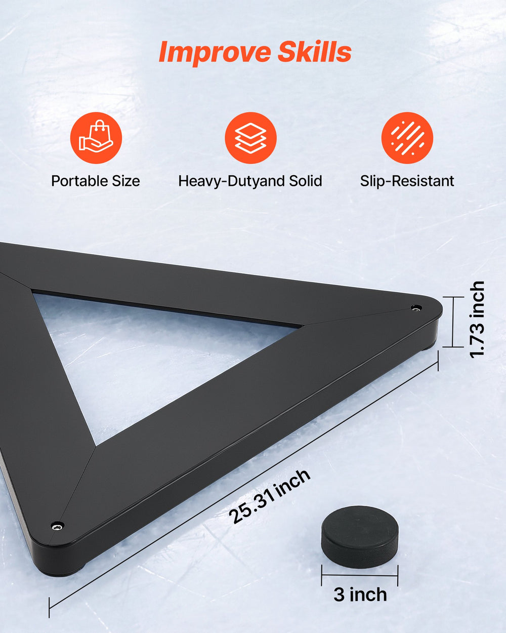 VEVOR Triangle Hockey Passer, Heavy-Duty Multi-Angle Rebounder, Hockey Passing Aid, Passing & Stick Handling Trainer, Off-Ice & On-Ice Portable Equipment, Help Improve Puck Control & Shooting