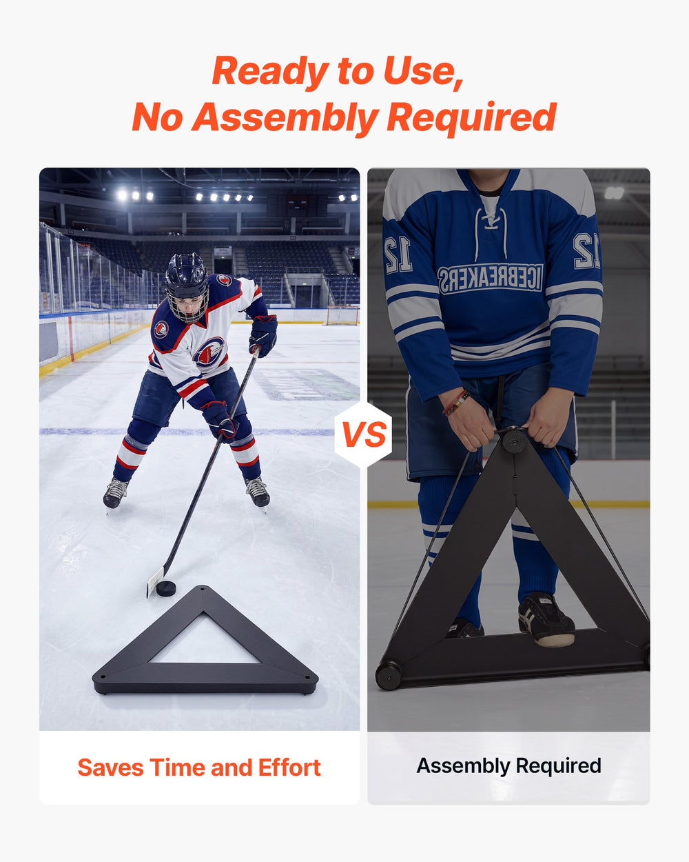 VEVOR Triangle Hockey Passer, Heavy-Duty Multi-Angle Rebounder, Hockey Passing Aid, Passing & Stick Handling Trainer, Off-Ice & On-Ice Portable Equipment, Help Improve Puck Control & Shooting
