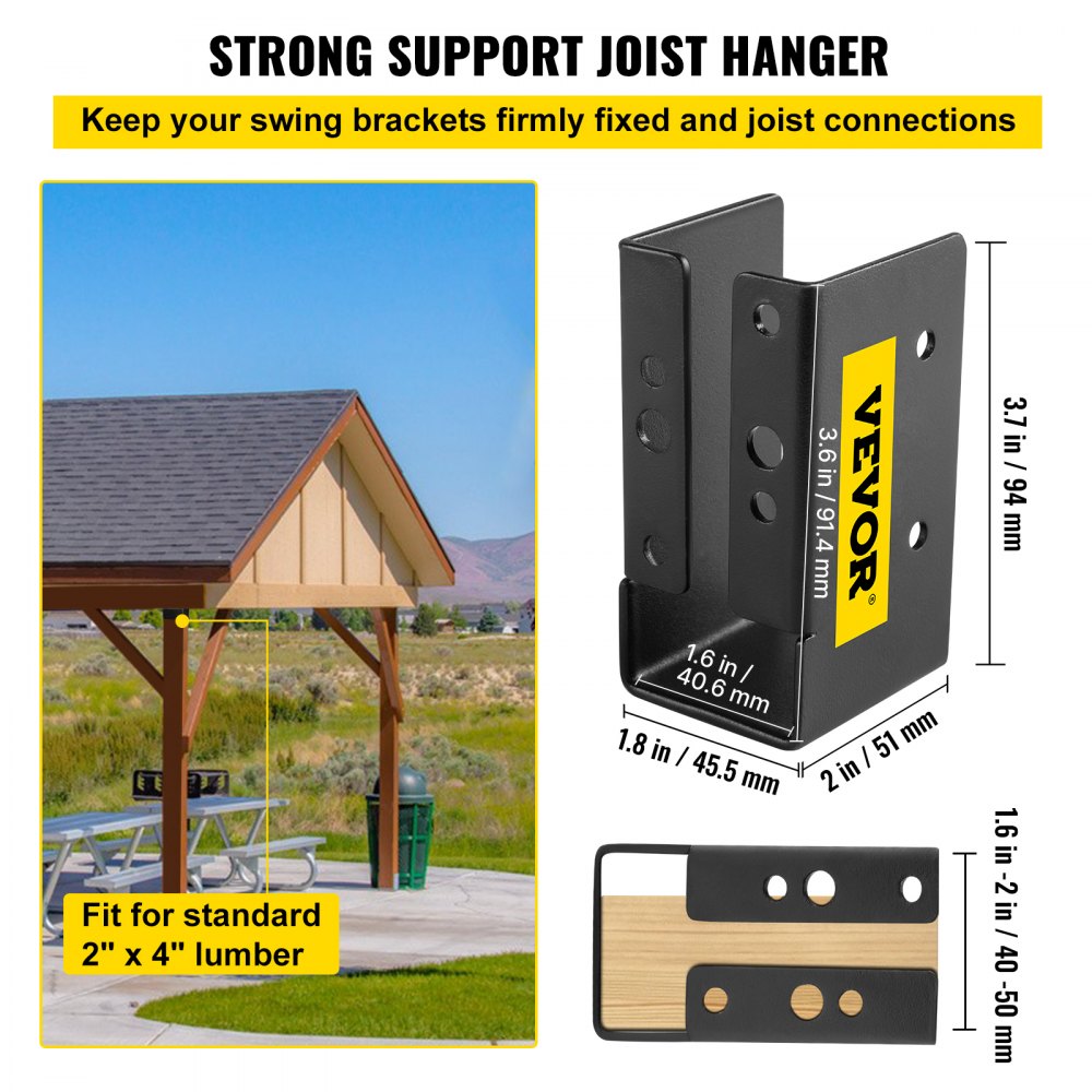 VEVOR Concealed Joist Hanger, 2"x4" Outdoor Accent Concealed-Flange, Pack of 24 Concealed Joist Bracket, Q235 Steel Plate Powder-Coated Concealed Face Mount Joist Hanger Inner 40x91 mm for Beam Swing