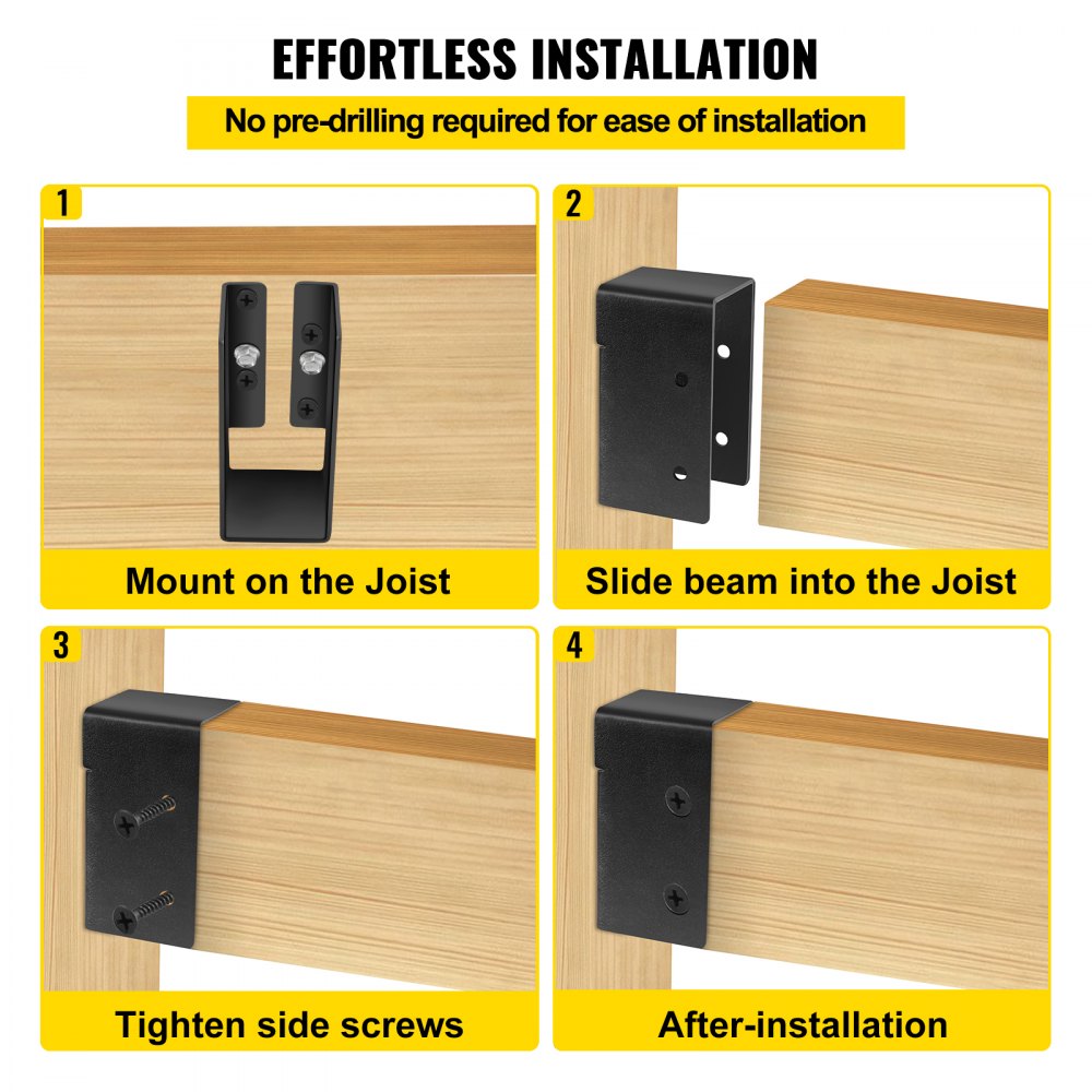 VEVOR Concealed Joist Hanger, 2"x4" Outdoor Accent Concealed-Flange, Pack of 24 Concealed Joist Bracket, Q235 Steel Plate Powder-Coated Concealed Face Mount Joist Hanger Inner 40x91 mm for Beam Swing