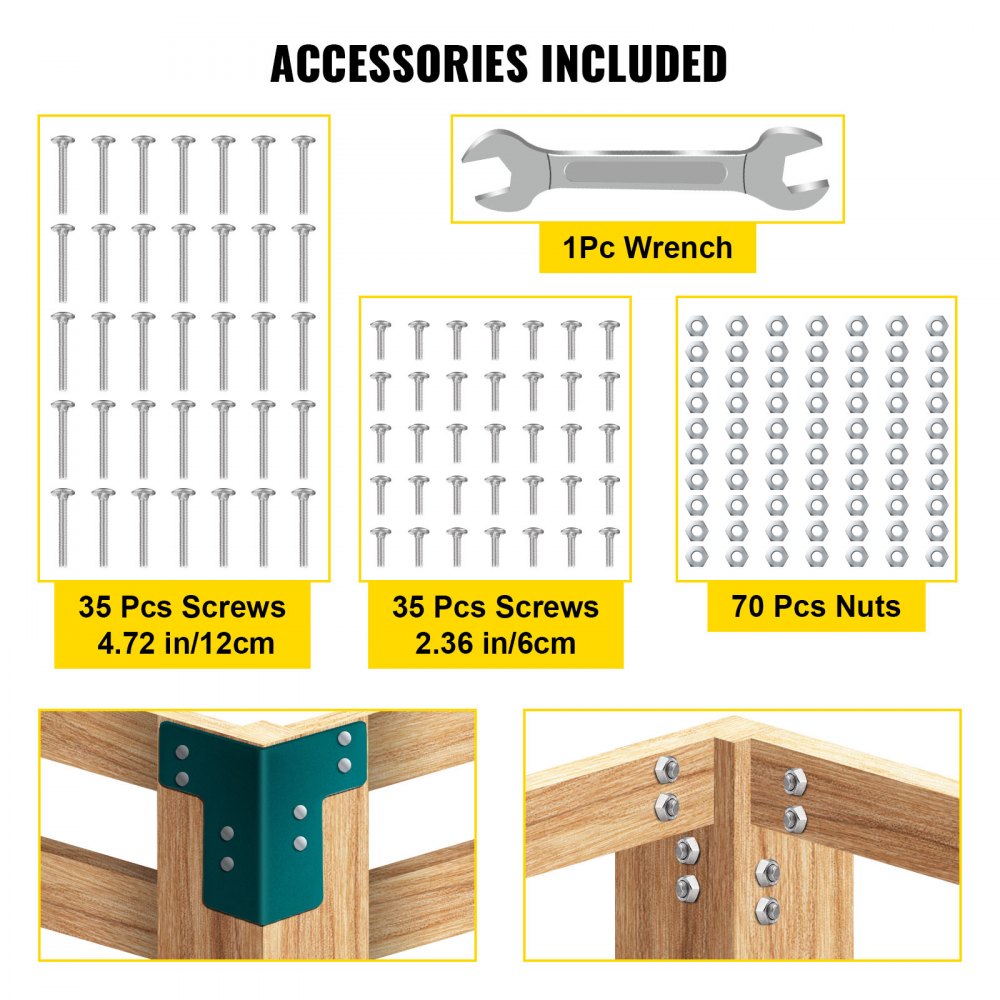 VEVOR Workbench Corner Brackets, 5mm Thick Steel Shop Table Bracket Kit, 8 PCs Workbench Bracket Kit, Right Angle Shop Table Corner Brackets with Hardware Kit, Joint Fastener for Desk Edge, Family DIY