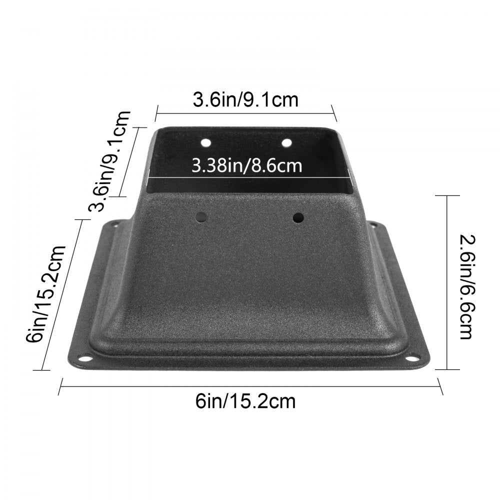 VEVOR Deck Post Base, 10 PCS Post Base Skirt, 4 x 4\" (Internal 3.38x3.38\") Post Support Flange, 2.5 LBS Deck Post Skirt, Powder-Coated Decking Post Base, Wood Post Anch for Deck Support Porch Railin