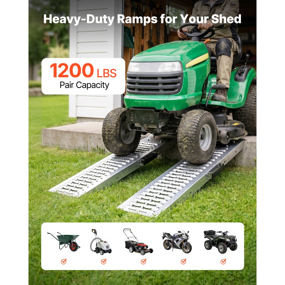 VEVOR Trailer Ramps, 2PCS 39 x 9 in, Heavy-Duty Steel ATV Ramp Set with Anti-Slip Plates, 1200LBS Combined Capacity Loading Ramps for Motorcycles, Lawn Mowers, Farm Tractors, Carts