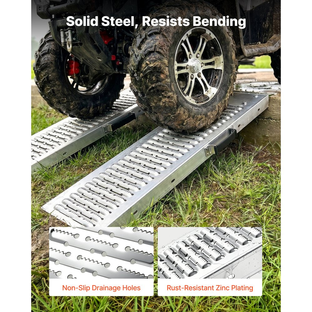 VEVOR Trailer Ramps, 2PCS 39 x 9 in, Heavy-Duty Steel ATV Ramp Set with Anti-Slip Plates, 1200LBS Combined Capacity Loading Ramps for Motorcycles, Lawn Mowers, Farm Tractors, Carts