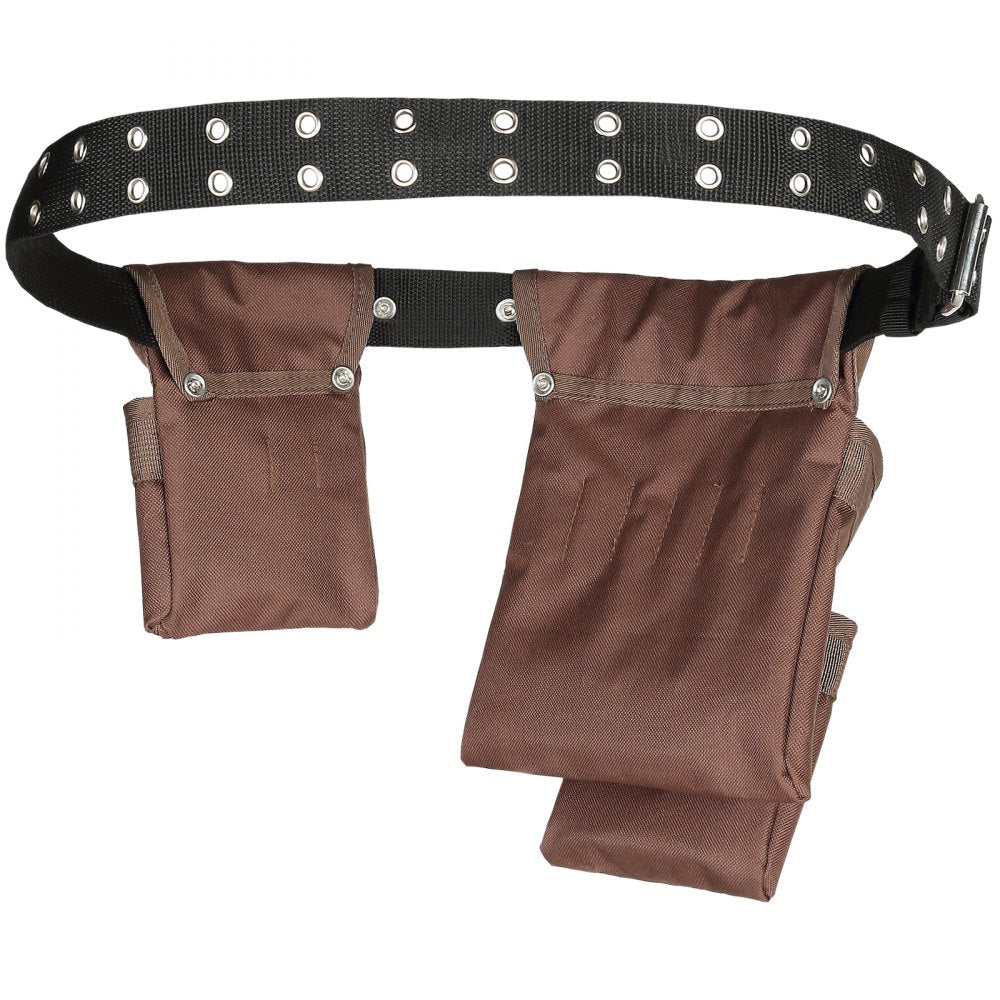 VEVOR Tool Belt, Adjusts from 29 Inches to 54 Inches, Polyester Heavy Duty Tool Pouch Bag, Detachable Tool Bag for Electrician, Carpenter, Handyman, Woodworker, Construction, Framer, Brown