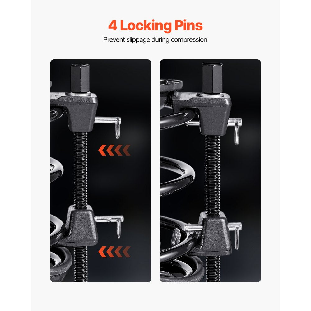 VEVOR Strut Spring Compressor, 2 Pack, Heavy Duty Coil Spring Compressor Tool with 10.4 Inches(256 mm) Range, Compatible with 0.86 inches(22 mm) Hex Sockets, Fit for Car Truck Motorcycle, Black
