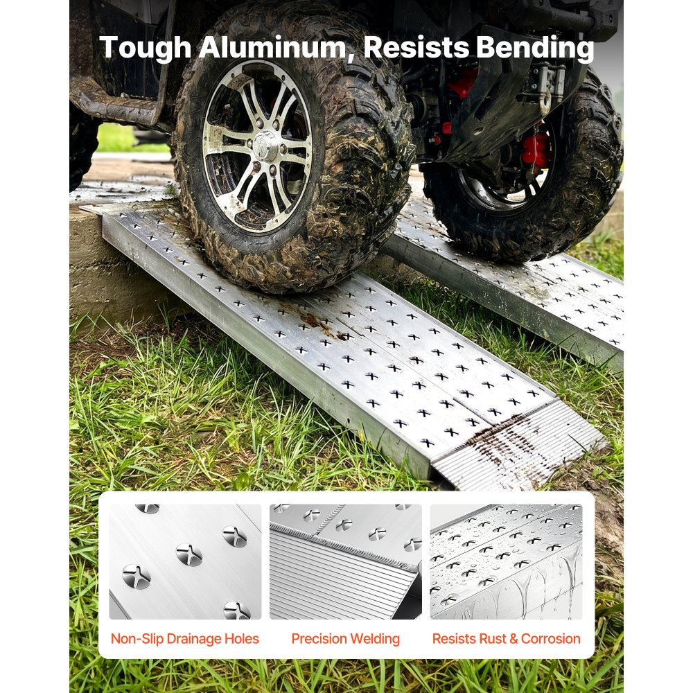 VEVOR Aluminum Trailer Ramps, 2PCS 39 x 12 in, Heavy-Duty ATV Ramp Set with Anti-Slip Plates, 3000LBS Combined Capacity Loading Ramps for Motorcycles, Lawn Mowers, Farm Tractors, Carts