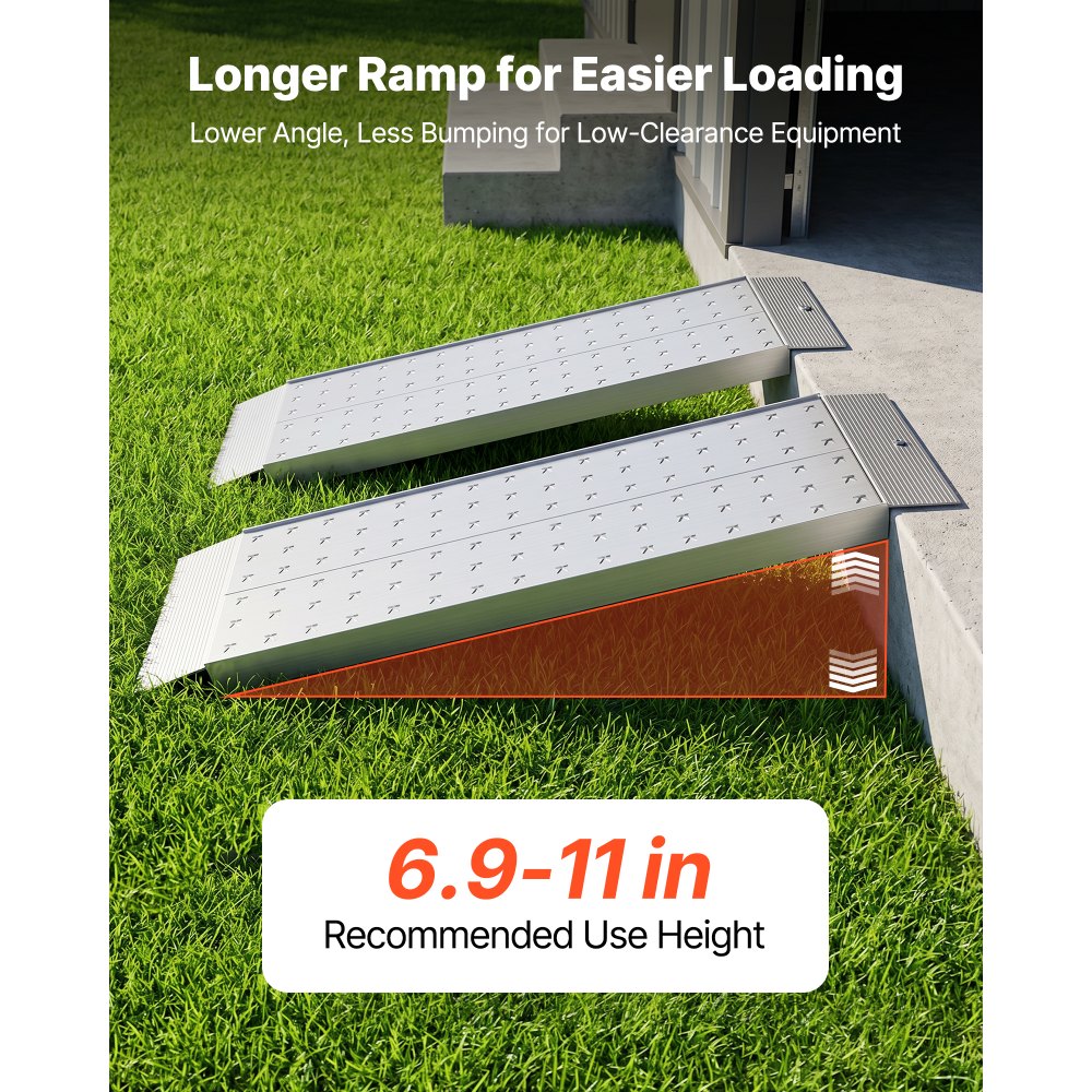 VEVOR Aluminum Trailer Ramps, 2PCS 39 x 12 in, Heavy-Duty ATV Ramp Set with Anti-Slip Plates, 3000LBS Combined Capacity Loading Ramps for Motorcycles, Lawn Mowers, Farm Tractors, Carts