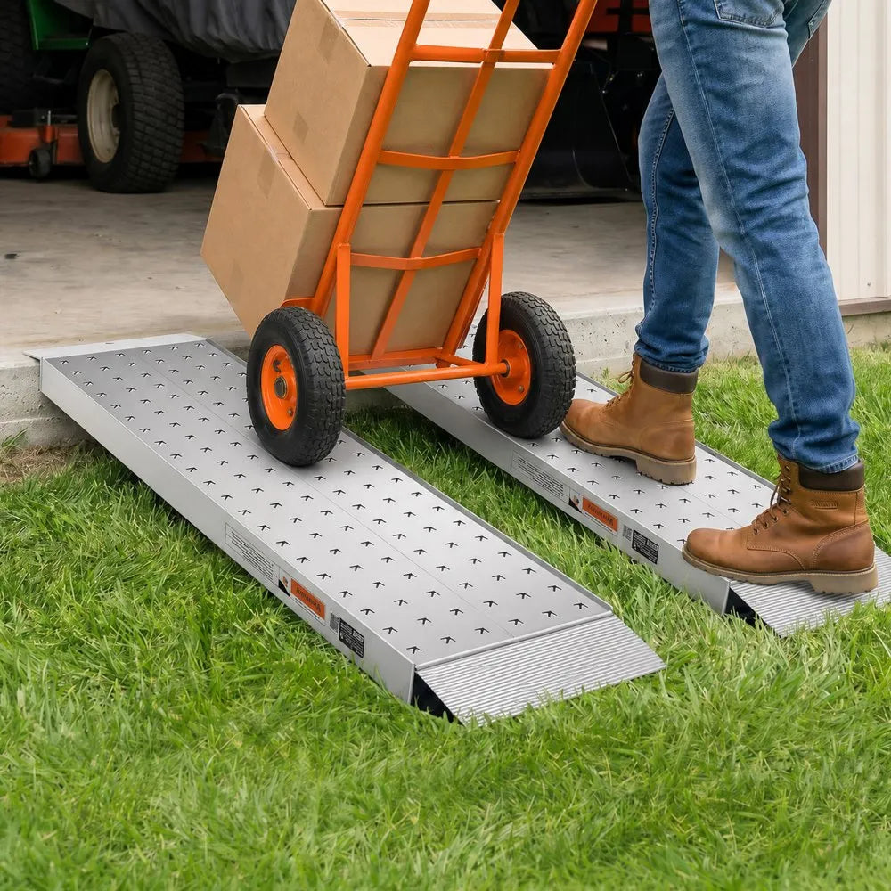 VEVOR Aluminum Trailer Ramps, 2PCS 55 x 12 in, Heavy-Duty ATV Ramp Set with Anti-Slip Plates, 3000LBS Combined Capacity Loading Ramps for Motorcycles, Lawn Mowers, Farm Tractors, Carts