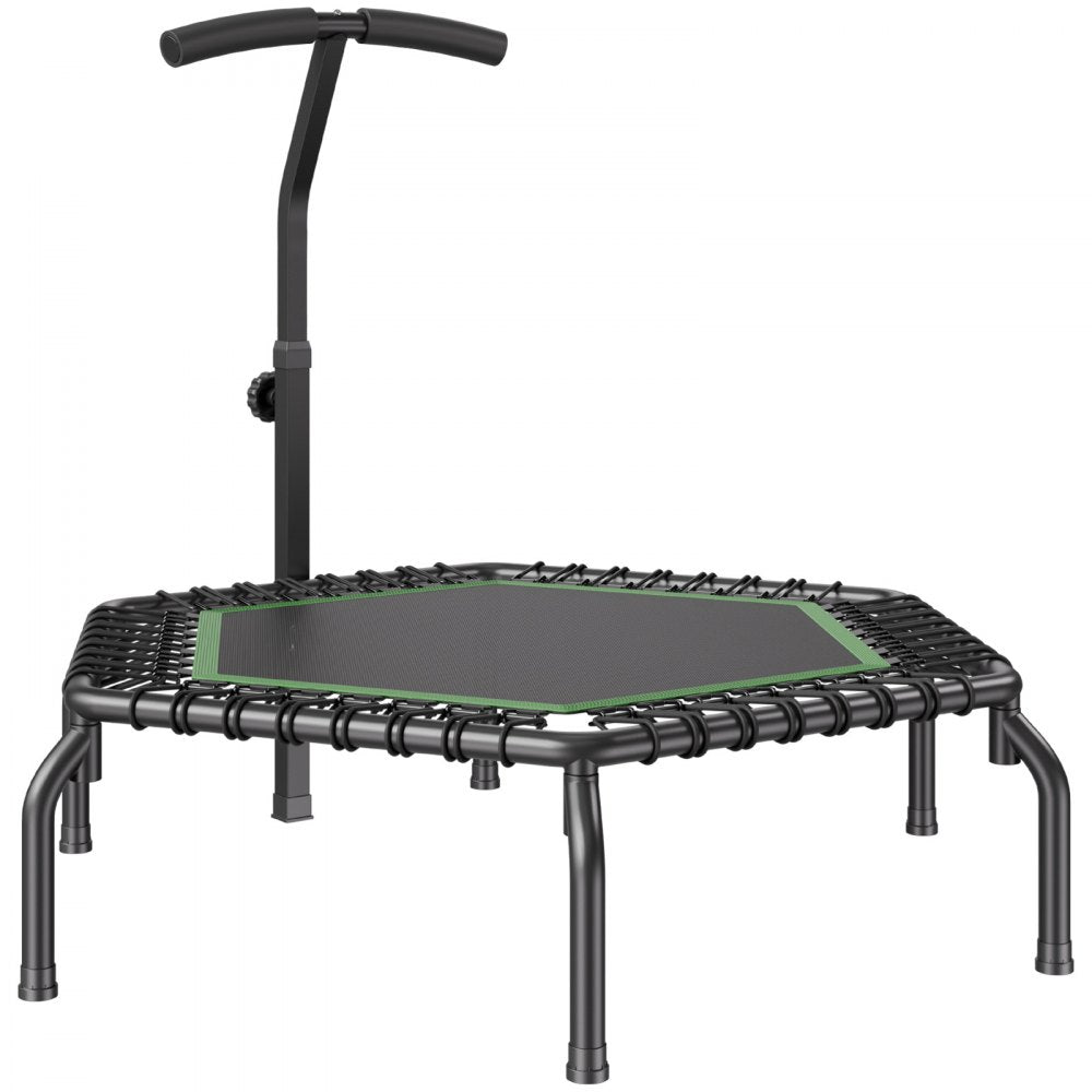 VEVOR Mini Trampoline, 54.5 Inch Fitness Rebounder, Max Load 450 lbs Exercise Trampoline, Stable & Quiet Small Trampoline with 3 Levels Height Adjustable Foam Handle, for Adults Indoor/Garden Workout