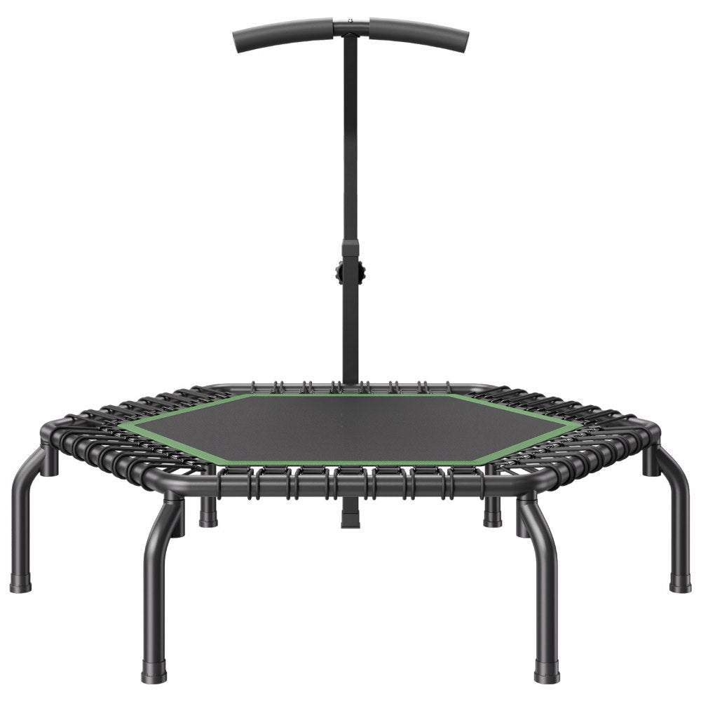 VEVOR Mini Trampoline, 54.5 Inch Fitness Rebounder, Max Load 450 lbs Exercise Trampoline, Stable & Quiet Small Trampoline with 3 Levels Height Adjustable Foam Handle, for Adults Indoor/Garden Workout