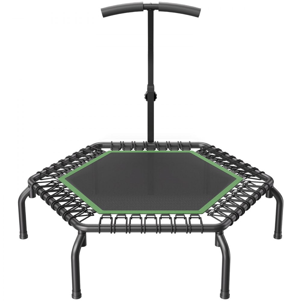VEVOR Mini Trampoline, 54.5 Inch Fitness Rebounder, Max Load 450 lbs Exercise Trampoline, Stable & Quiet Small Trampoline with 3 Levels Height Adjustable Foam Handle, for Adults Indoor/Garden Workout