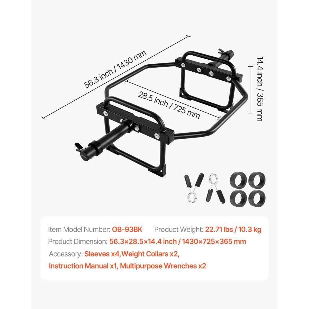 VEVOR Trap Bar Hex Bar, 2-Inch Hex Barbell, 500 LBS Capacity Shrug Bars, Weightlifting and Strength Training Equipment, Home Gym for Squats, Deadlifts, Shoulder Presses, Black