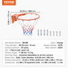 VEVOR Basketball Rim, Wall Door Mounted Basketball Hoop, Heavy Duty Q235 Basketball Flex Rim Goal Replacement with Net, Standard 18" Indoor and Outdoor Hanging Basketball Hoop for Kids Adults