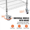 VEVOR Kitchen Utility Cart, 3 Tiers, Wire Rolling Cart with 470LBS Capacity, Steel Service Cart on Wheels, Metal Storage Trolley with 76mm Basket Curved Handle PP Liner 6 Hooks, for Indoor and Outdoor