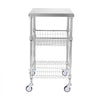 VEVOR Kitchen Utility Cart, 3 Tiers, Wire Rolling Cart with 470LBS Capacity, Steel Service Cart on Wheels, Metal Storage Trolley with 76mm Basket Curved Handle PP Liner 6 Hooks, for Indoor and Outdoor