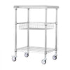 VEVOR Kitchen Utility Cart, 3 Tiers, Wire Rolling Cart with 470LBS Capacity, Steel Service Cart on Wheels, Metal Storage Trolley with 76mm Basket Curved Handle PP Liner 6 Hooks, for Indoor and Outdoor