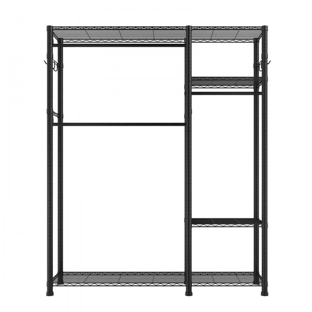 VEVOR Clothing Garment Rack, Heavy Duty Clothes Rack, 6 Adjustable Tiers Clothes Racks with Steel Frame, 800 lbs Load Capacity Closet Wardrobe with 3 Hanging Rods for Bedroom, Clothing Store, Hallway