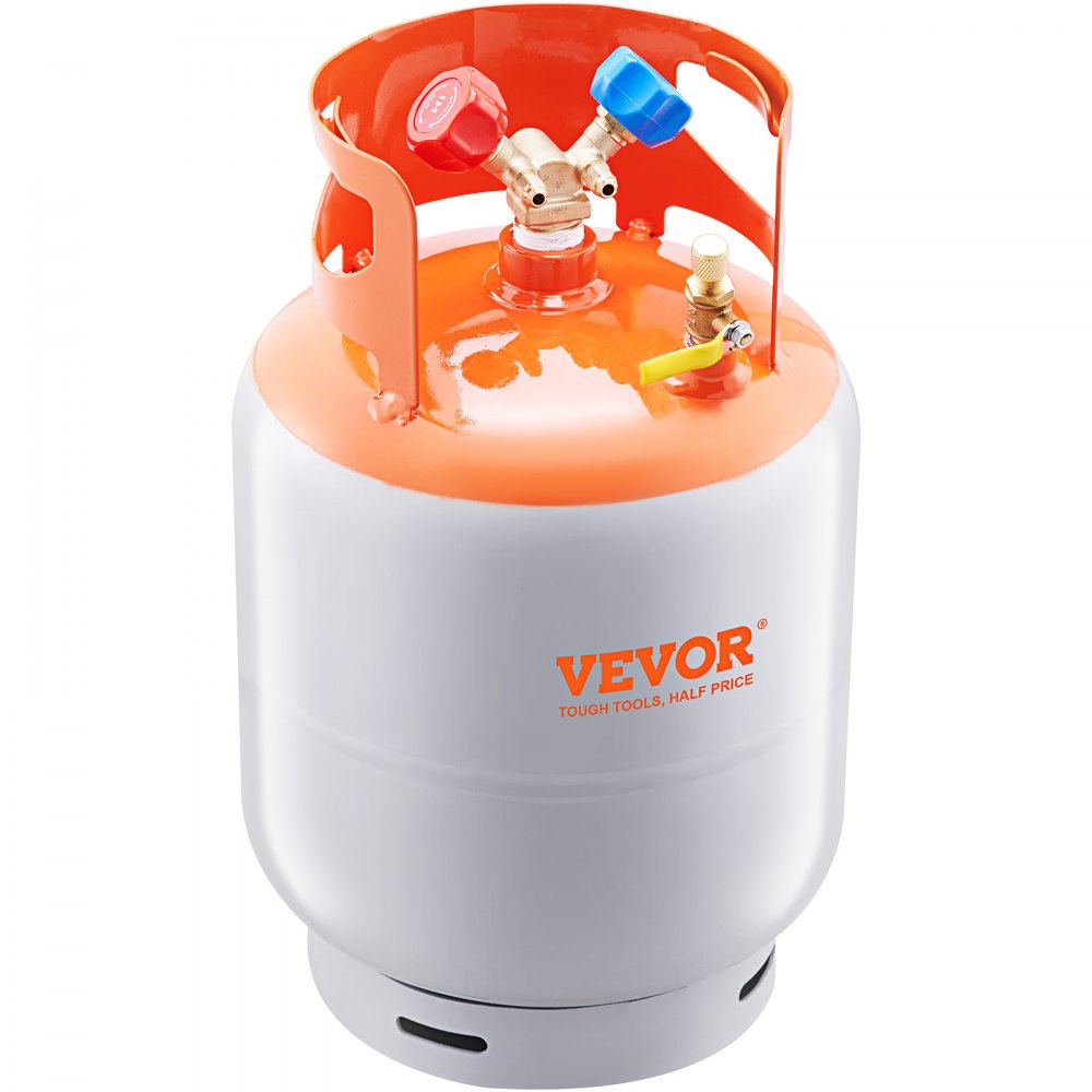 VEVOR Refrigerant Recovery Tank, 30 LBS Capacity, 400 psi Portable Cylinder Tank with Y-Valve for Liquid/Vapor, High-sealing Recovery Can for R22/R134A/R410A, Orange+Gray