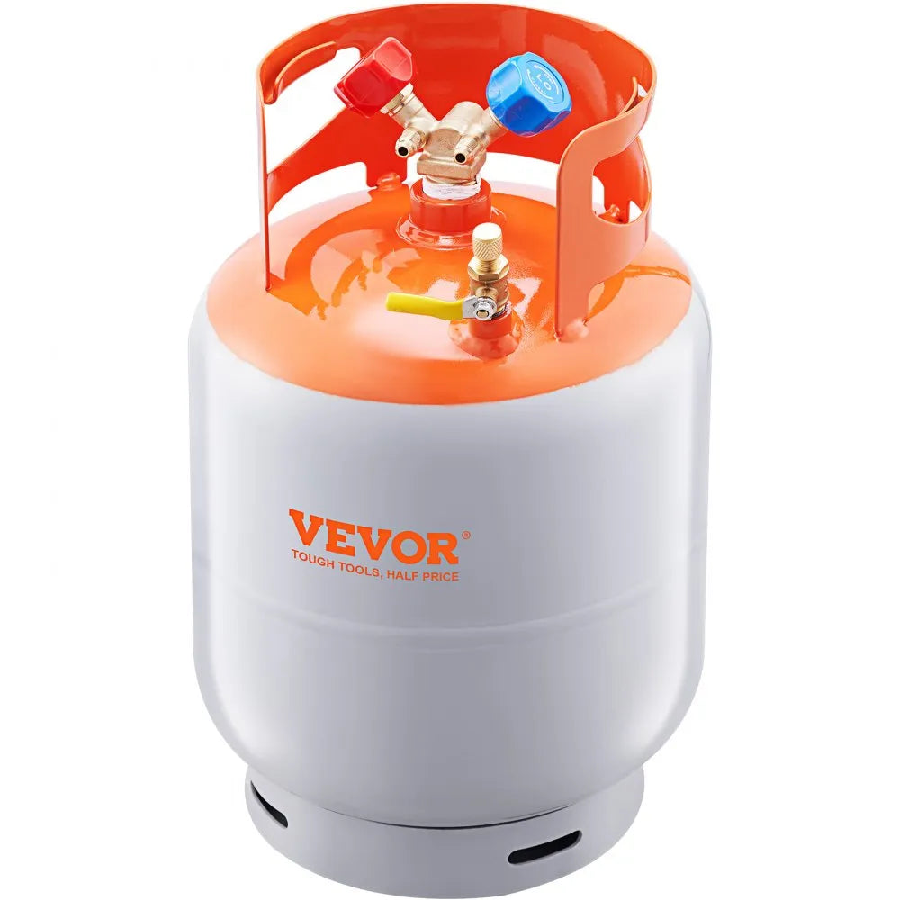 VEVOR Refrigerant Recovery Tank, 50 LBS Capacity, 400 psi Portable Cylinder Tank with Y-Valve for Liquid/Vapor, High-sealing Recovery Can for R22/R134A/R410A, Orange+Gray