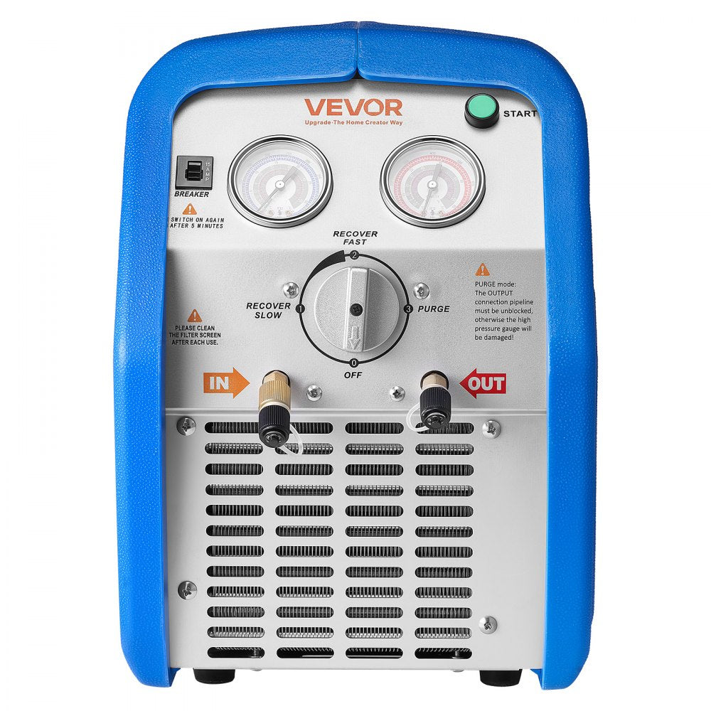 VEVOR Portable Refrigerant Recovery Machine, 1 HP 120V 60Hz Dual Cylinder AC Recovery Machine for Liquid Vapor Refrigerant, 1750 RPM Recycling Unit HVAC for Automotive & Household Air Conditioning