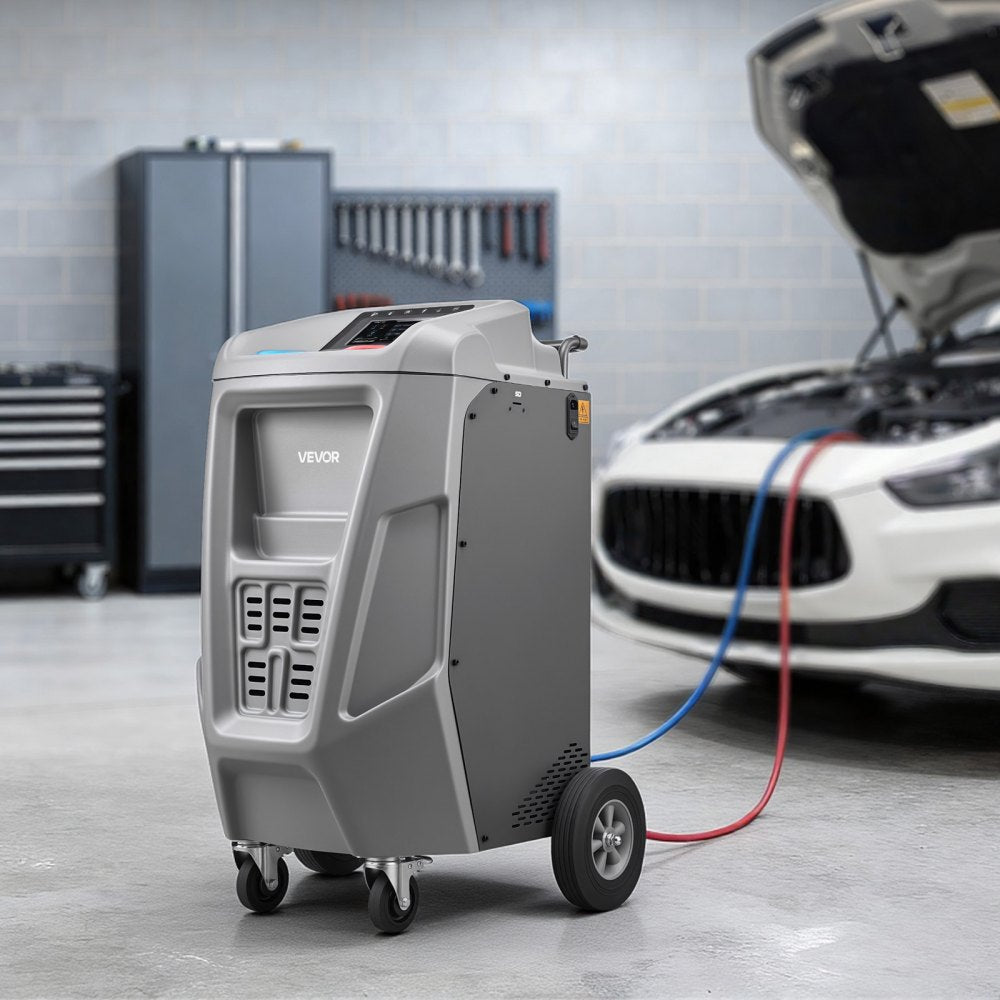 VEVOR Fully Automatic Refrigerant Recovery Machine for 1234yf, ≥98.5% Accuracy, 7-Inch Touch Screen, AC Recovery, Vacuum, and Recharging Machine for Standard and High Voltage Automotive A/C Systems