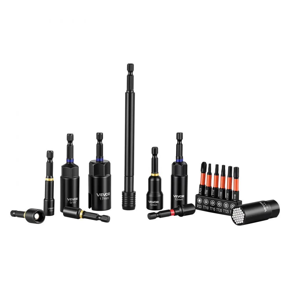 VEVOR 80-Piece Premium Magnetic Impact Nut Driver Set, Metric & SAE Sizes, with Socket Adapters, Bit Holder, Wing Nut Driver, Universal Sockets, Quick Release Extension, Power Bits, Storage Box
