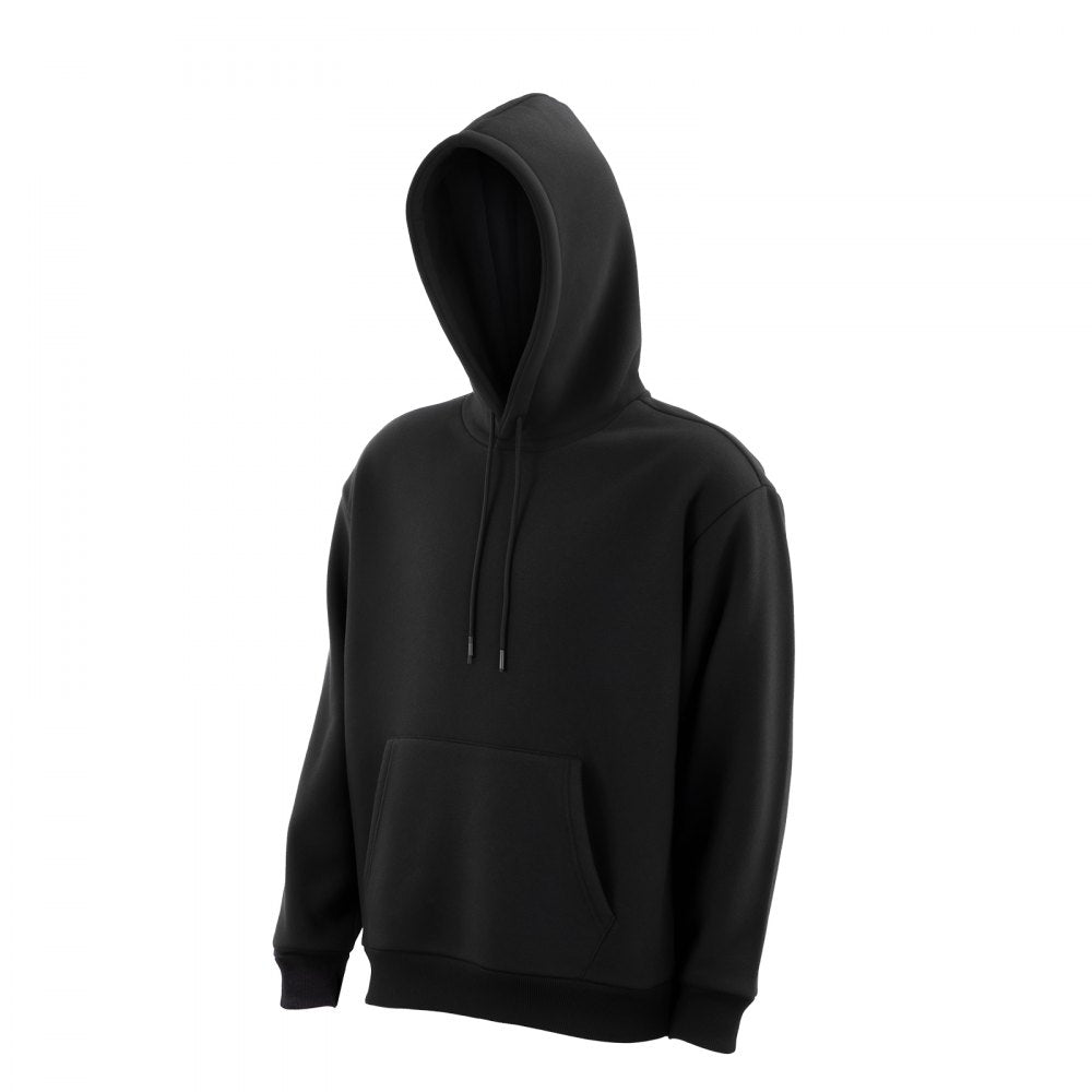VEVOR Men Pullover Hoodie, Large Size, Fleece Long Sleeve Comfy Casual Basic Pullover Hooded Sweatshirt, Warm & Skin-friendly, Practical & Trendy, Black Hoodie with Large Pocket for Fall & Winter