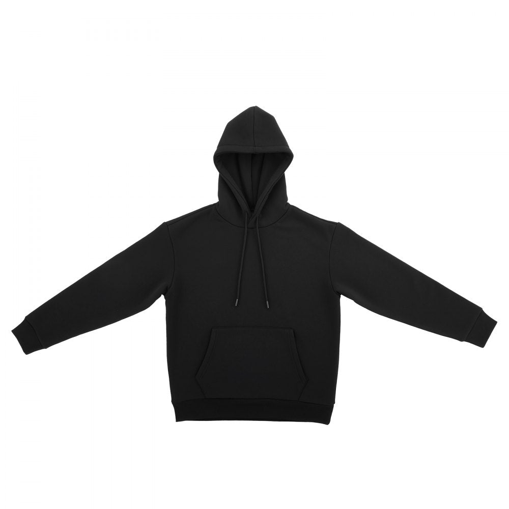 VEVOR Men Pullover Hoodie, Medium Size, Fleece Long Sleeve Comfy Casual Basic Pullover Hooded Sweatshirt, Warm & Skin-friendly, Practical & Trendy, Black Hoodie with Large Pocket for Fall & Winter