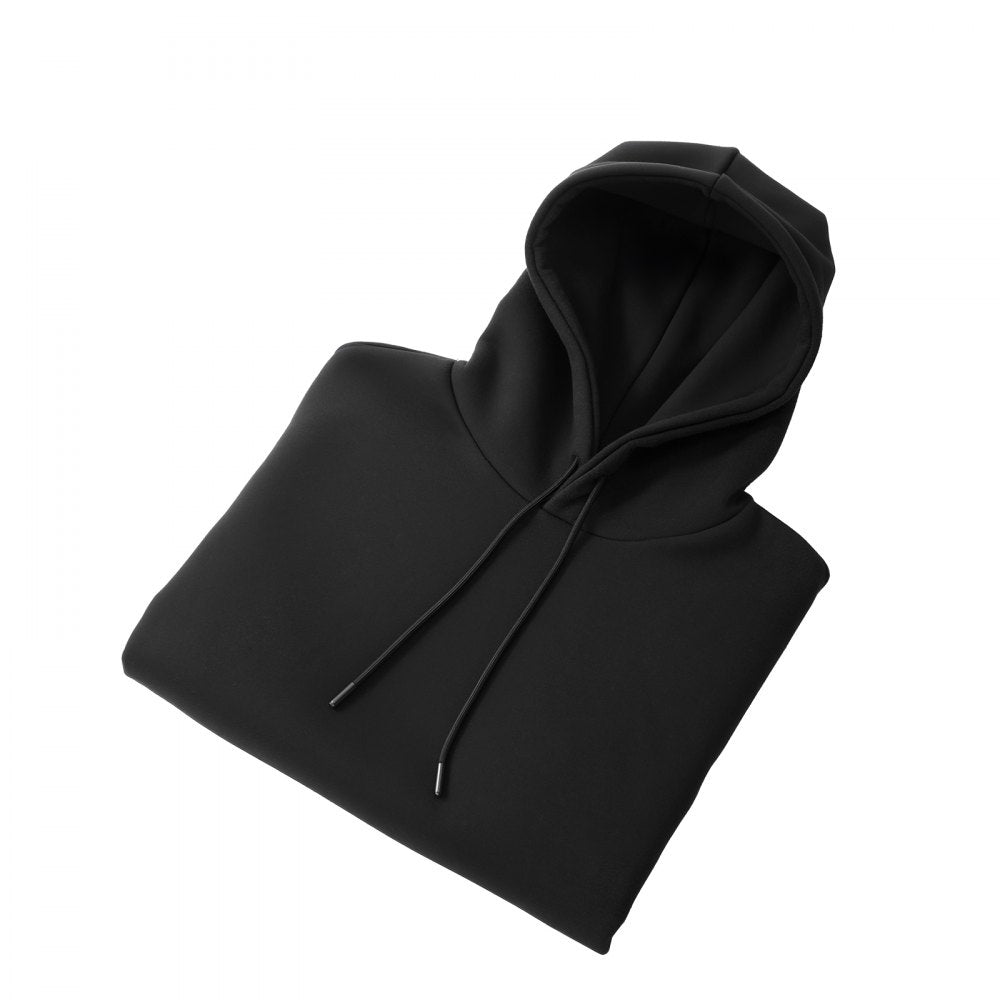 VEVOR Men Pullover Hoodie, Small Size, Fleece Long Sleeve Comfy Casual Basic Pullover Hooded Sweatshirt, Warm & Skin-friendly, Practical & Trendy, Black Hoodie with Large Pocket for Fall & Winter