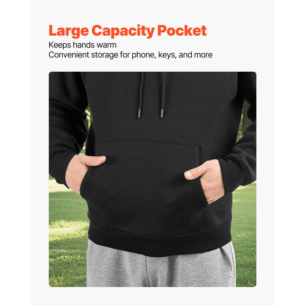 VEVOR Women Pullover Hoodie, Small Size, Fleece Long Sleeve Comfy Casual Basic Pullover Hooded Sweatshirt, Warm & Skin-friendly, Practical & Trendy, Black Hoodie with Large Pocket for Fall & Winter