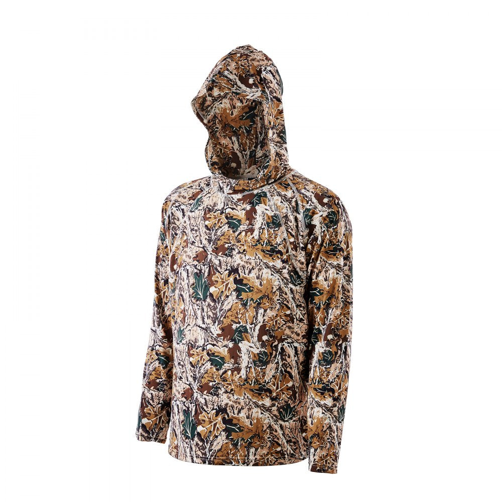 VEVOR Camo Hoodie, Small Size, Men Pullover Hooded Sweatshirt, Moisture Wicking & Breathable, Quick-dry, Hiking Fishing Shirt with Hood, Long Sleeves Hunting Shirts for Spring & Summer Outdoor Work