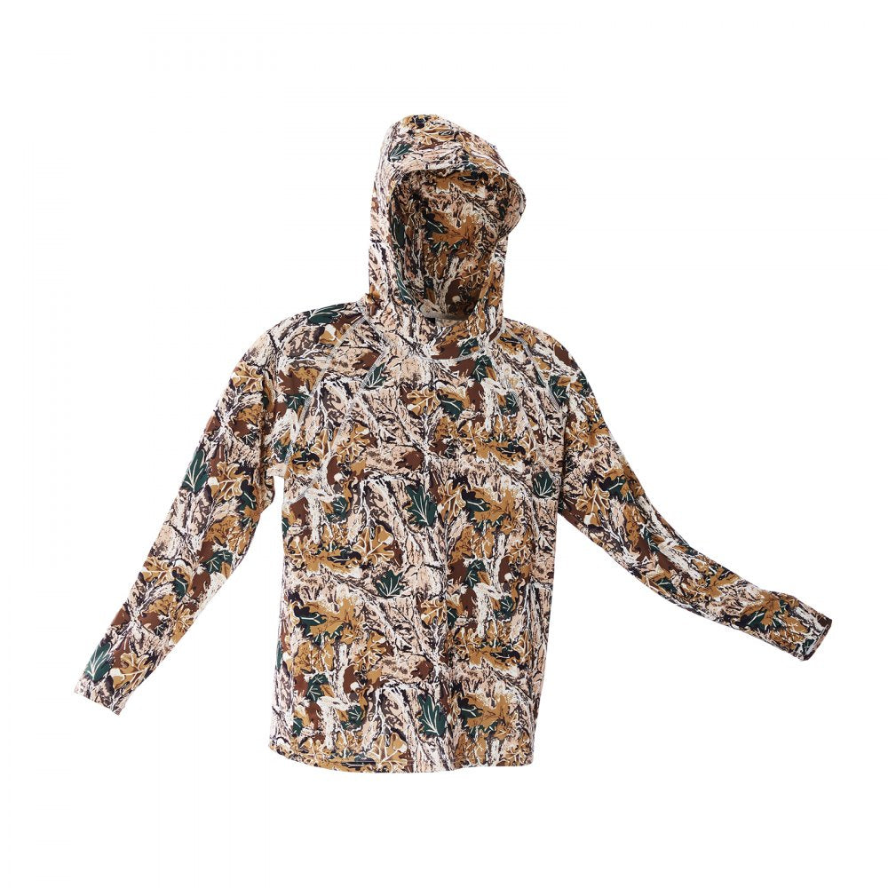 VEVOR Camo Hoodie, X-Large Size, Men Pullover Hooded Sweatshirt, Moisture Wicking & Breathable, Quick-dry, Hiking Fishing Shirt with Hood, Long Sleeves Hunting Shirts for Spring & Summer Outdoor Work