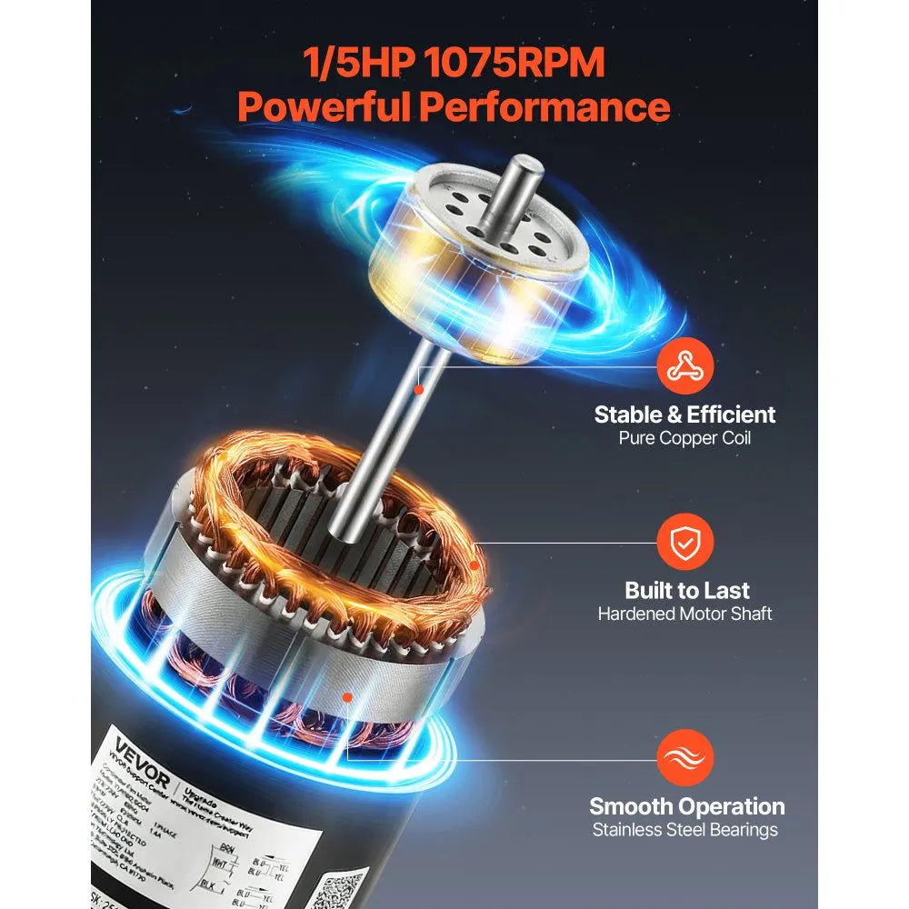 VEVOR Condenser Fan Motor with Capacitor, 1/5HP 1075/900RPM 208-230V, Replaces 12Y75, 97M49, 100483-02, 43W49, Compatible with Lennox Interlink Emerson K48HXGCK-4210 K48HXGFG-4294 YFK-150-6