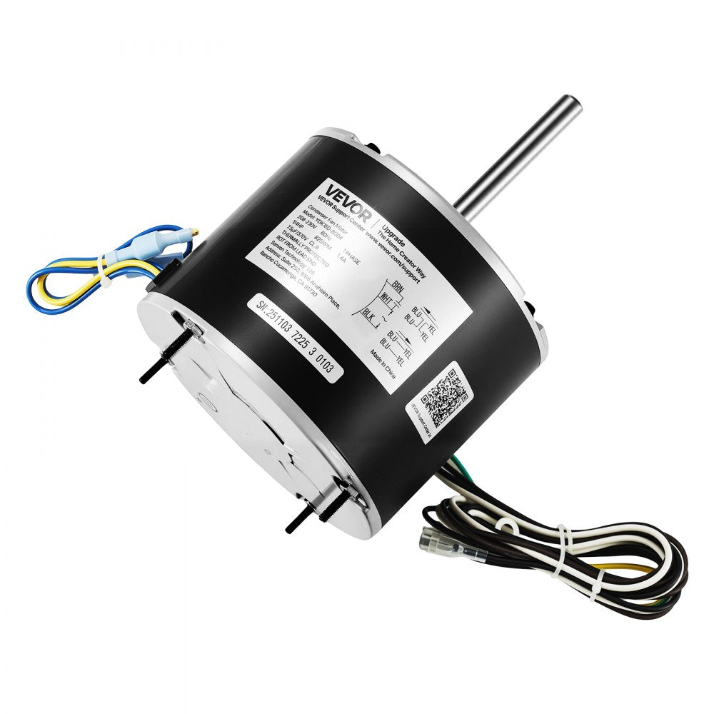VEVOR Condenser Fan Motor with Capacitor, 1/4HP 825RPM 208-230V, Compatible with GE Genteq 5KCP39LFBE31S 5KCP39LFY534AS, Lennox 12Y65 (92W75), Carrier HC39GE242 HB39GQ232, Amana Janitrol 0131M00014PS