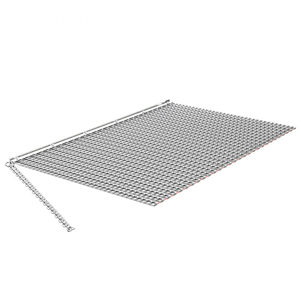 VEVOR Drag Harrow, 5 x 3 ft, High-Efficiency Chain Harrow Rake, ATVs UTVs Tractors Attachments, Durable Galvanized Steel Mesh Drag Mat with Towing Chain, for Gravel Driveway Ruts Farm Field Leveling