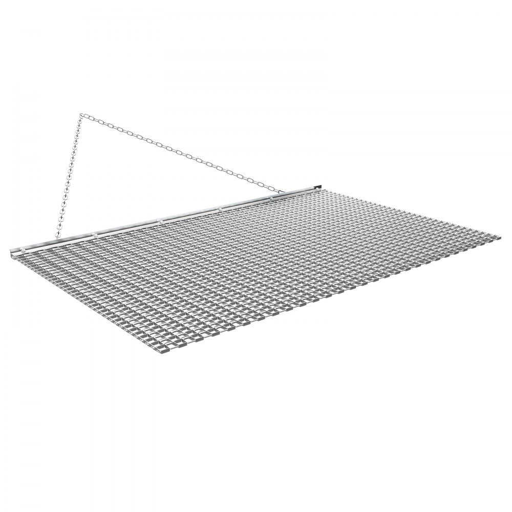 VEVOR Drag Harrow, 5 x 3 ft, High-Efficiency Chain Harrow Rake, ATVs UTVs Tractors Attachments, Durable Galvanized Steel Mesh Drag Mat with Towing Chain, for Gravel Driveway Ruts Farm Field Leveling