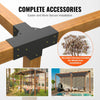 VEVOR Pergola Bracket Kit 4''x4''(Inner Size 3.6x3.6), 2pcs 4-Way Heavy Duty Corner Bracket Woodworks DIY Post Base Kit, Easy Installation Wooden Beams for Gazebos, Patio Pergolas, Log Cabin Outdoor