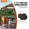 VEVOR Pergola Bracket Kit 6''x6''(Inner Size 5.6x5.6), 2pcs 4-Way Heavy Duty Corner Bracket Woodworks DIY Post Base Kit, Easy Installation Wooden Beams for Gazebos, Patio Pergolas, Log Cabin Outdoor