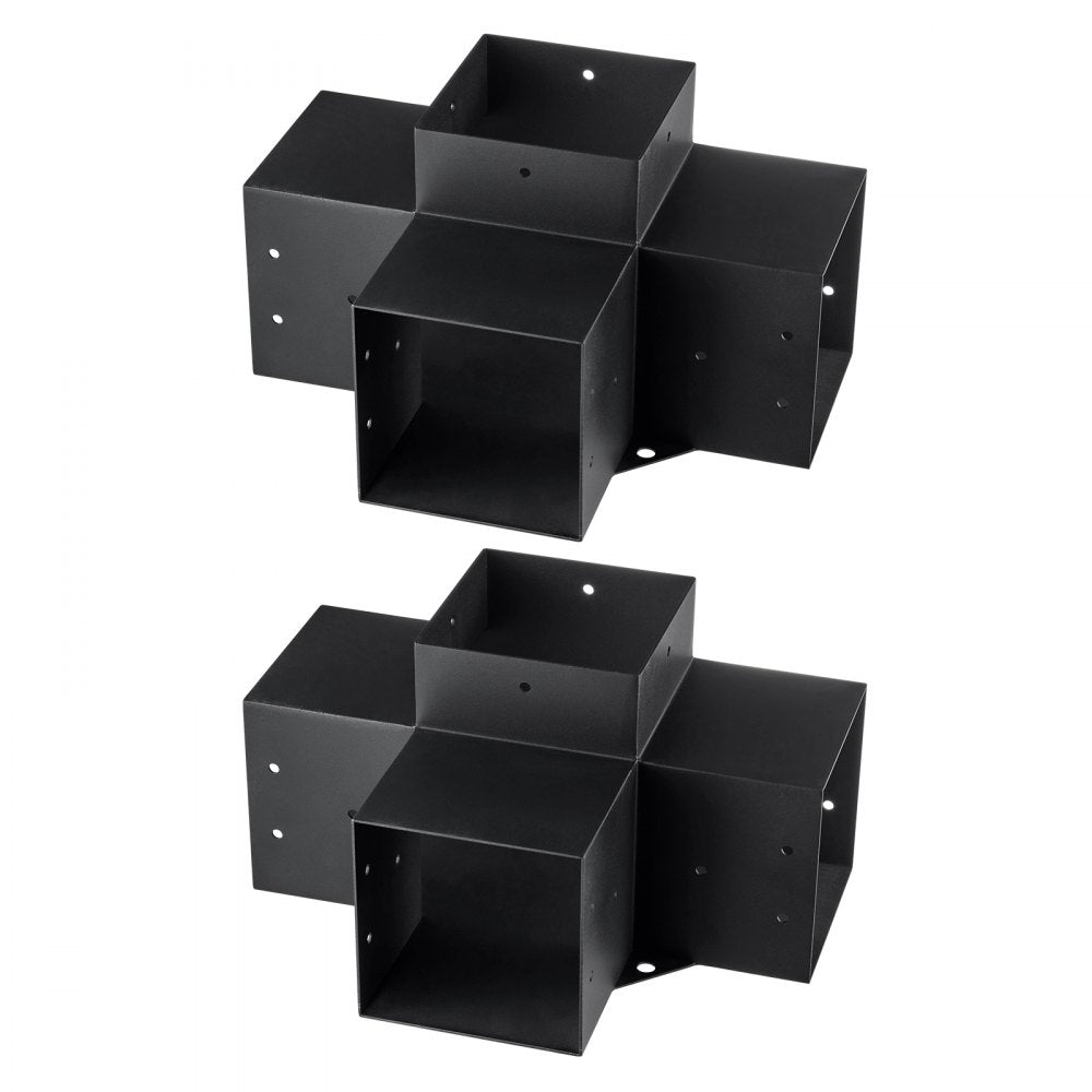 VEVOR Pergola Bracket Kit 6''x6''(Inner Size 5.6x5.6), 2pcs 4-Way Heavy Duty Corner Bracket Woodworks DIY Post Base Kit, Easy Installation Wooden Beams for Gazebos, Patio Pergolas, Log Cabin Outdoor