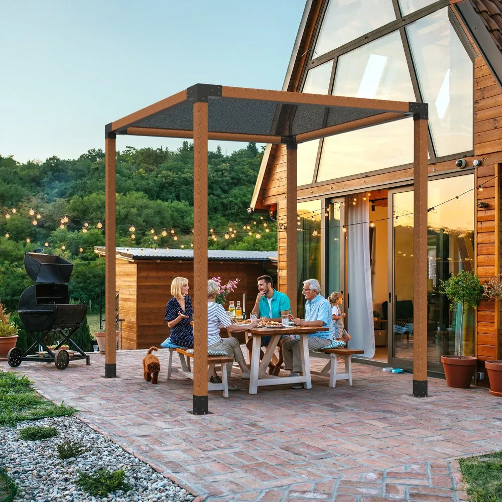 VEVOR Pergola Bracket Kit 4''x4''(Inner Size 3.6x3.6), 4pcs 3-Way Heavy Duty Corner Bracket Woodworks DIY Post Base Kit, Easy Installation Wooden Beams for Gazebos, Patio Pergolas, Log Cabin Outdoor