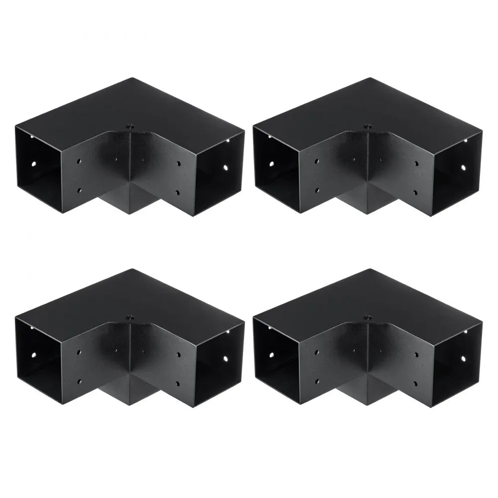 VEVOR Pergola Bracket Kit 4''x4''(Inner Size 3.6x3.6), 4pcs 3-Way Heavy Duty Corner Bracket Woodworks DIY Post Base Kit, Easy Installation Wooden Beams for Gazebos, Patio Pergolas, Log Cabin Outdoor