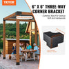 VEVOR Pergola Bracket Kit 6''x6''(Inner Size 5.6x5.6), 4pcs 3-Way Heavy Duty Corner Bracket Woodworks DIY Post Base Kit, Easy Installation Wooden Beams for Gazebos, Patio Pergolas, Log Cabin Outdoor