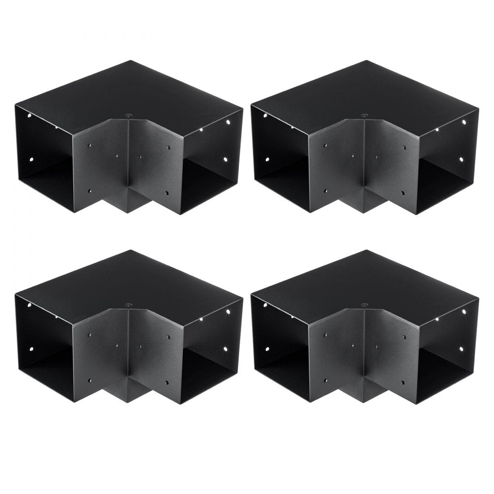 VEVOR Pergola Bracket Kit 6''x6''(Inner Size 5.6x5.6), 4pcs 3-Way Heavy Duty Corner Bracket Woodworks DIY Post Base Kit, Easy Installation Wooden Beams for Gazebos, Patio Pergolas, Log Cabin Outdoor
