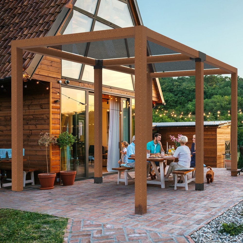 VEVOR Pergola Bracket Kit 6''x6''(Inner Size 5.6x5.6), 4pcs 4-Way Heavy Duty Corner Bracket Woodworks DIY Post Base Kit, Easy Installation Wooden Beams for Gazebos, Patio Pergolas, Log Cabin Outdoor
