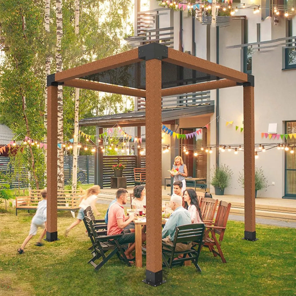 VEVOR Pergola Bracket Kit, 4x4 Inch (Inner Size 3.5x3.5), 4 Pcs 3-Way Heavy Duty Corner Bracket Woodworks DIY Post Base Kit, Easy Installation Wooden Beams for Gazebos, Patio Pergolas, Log Cabin