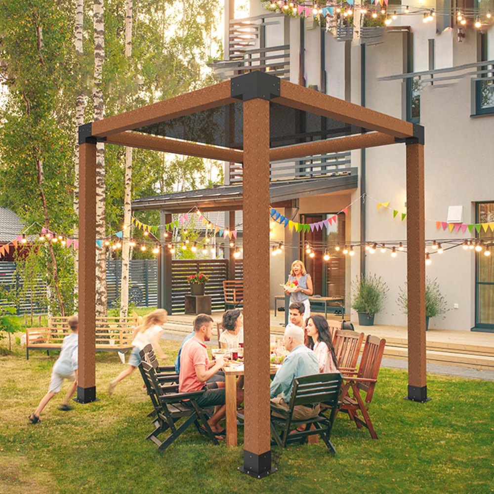 VEVOR Pergola Bracket Kit 4''x4''(Inner Size 3.6x3.6), 8pcs 3-Way Heavy Duty Corner Bracket Woodworks DIY Post Base Kit, Easy Installation Wooden Beams for Gazebos, Patio Pergolas, Log Cabin Outdoor