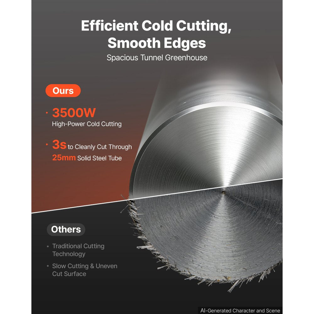 VEVOR Chop Saw 14-inch Cold Cut Blade 3500 W Brushless Motor Cut Off Saw, For Cutting Metal, -45° to 45° Adjustable Angle, 750-1200 r/min Adjustable Speed, Dry Cutting, with Chip Collection Box